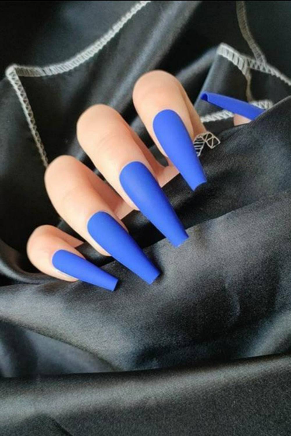 womenhair | Linktree | Blue acrylic nails, Dark blue nails, Blue matte nails
