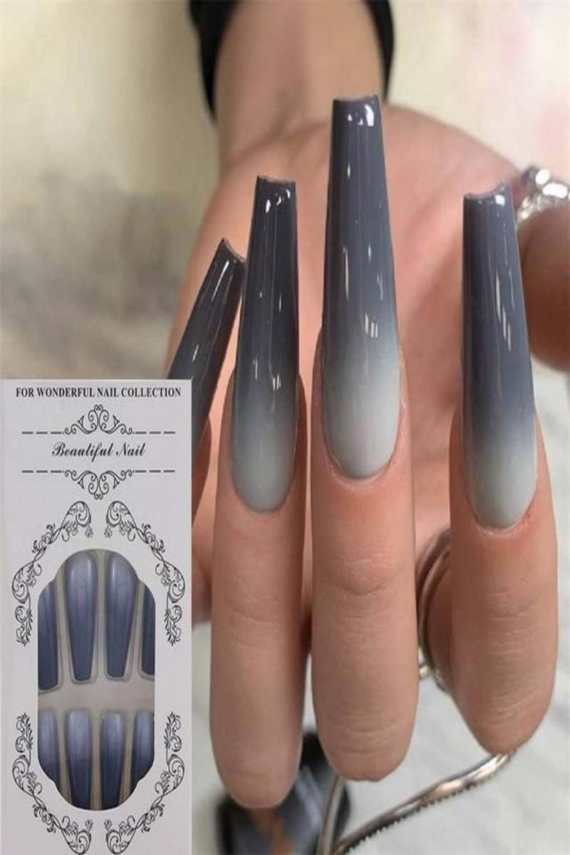 Press On Nails Matte Glossy Neon Gradient Coffin Nail Kit - TGC Boutique - Press On Nails