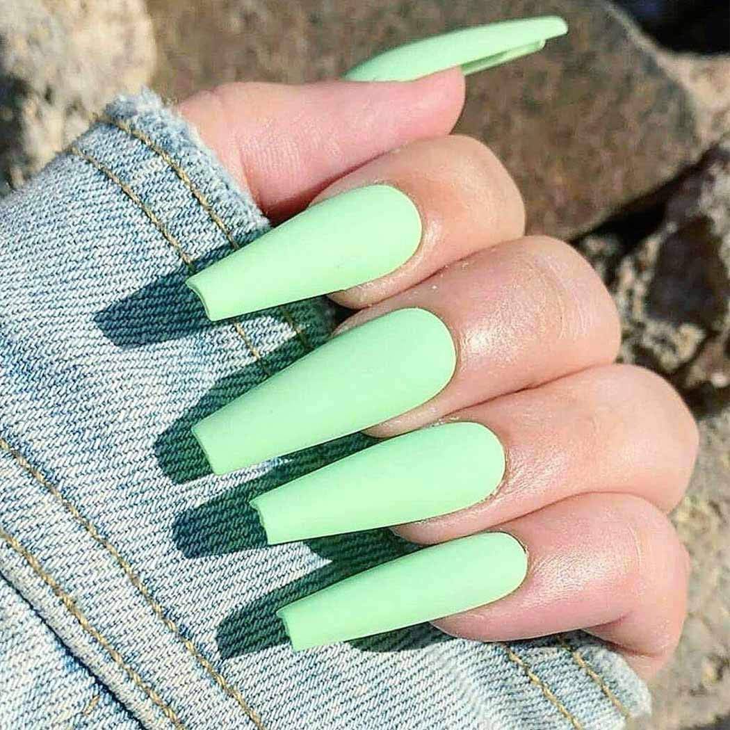 Press On Nails Mint Green Matte Coffin Nail Kit - TGC Boutique - Press On Nails