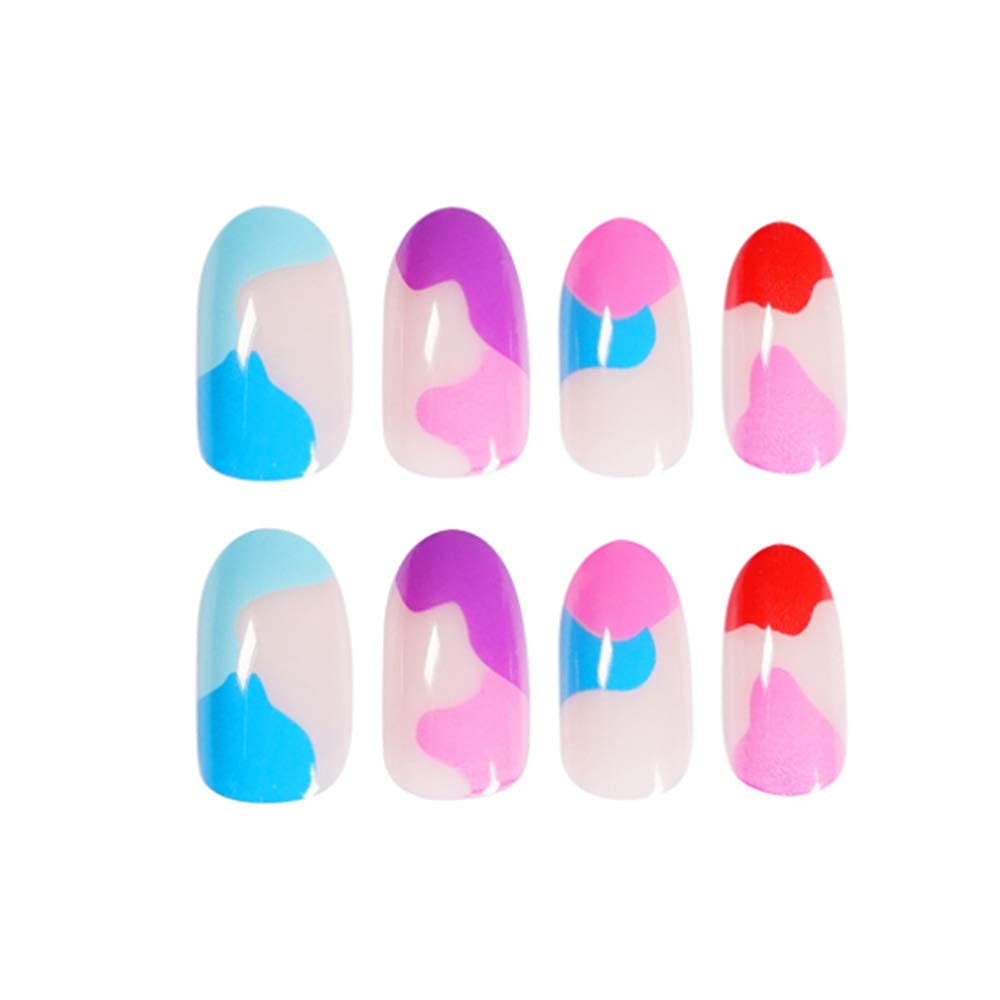 Press On Nails Neon Glossy Almond Multicolor Nail Kit - TGC Boutique - Press On Nails
