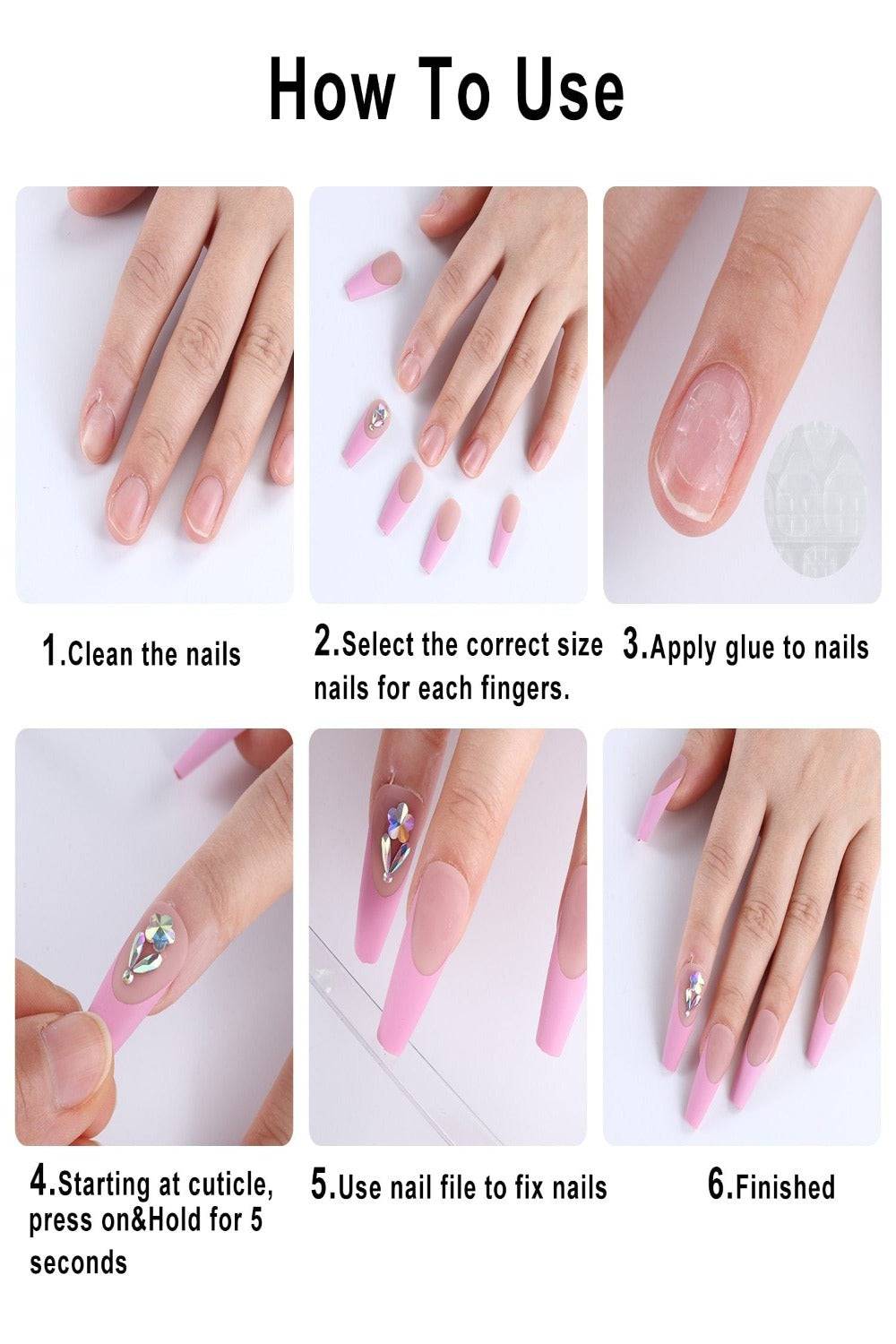 Press On Nails Neon Glossy French Tip Matte Coffin Manicure Nail Kit - TGC Boutique - Press On Nails