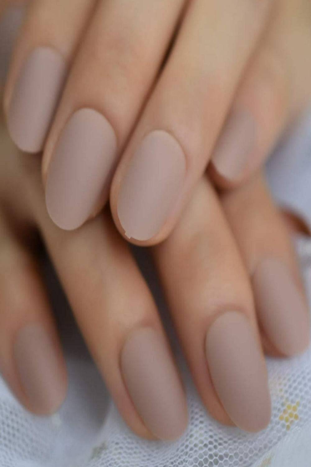 Press On Nails Nude Matte Oval Nail Kit - TGC Boutique - Press On Nails
