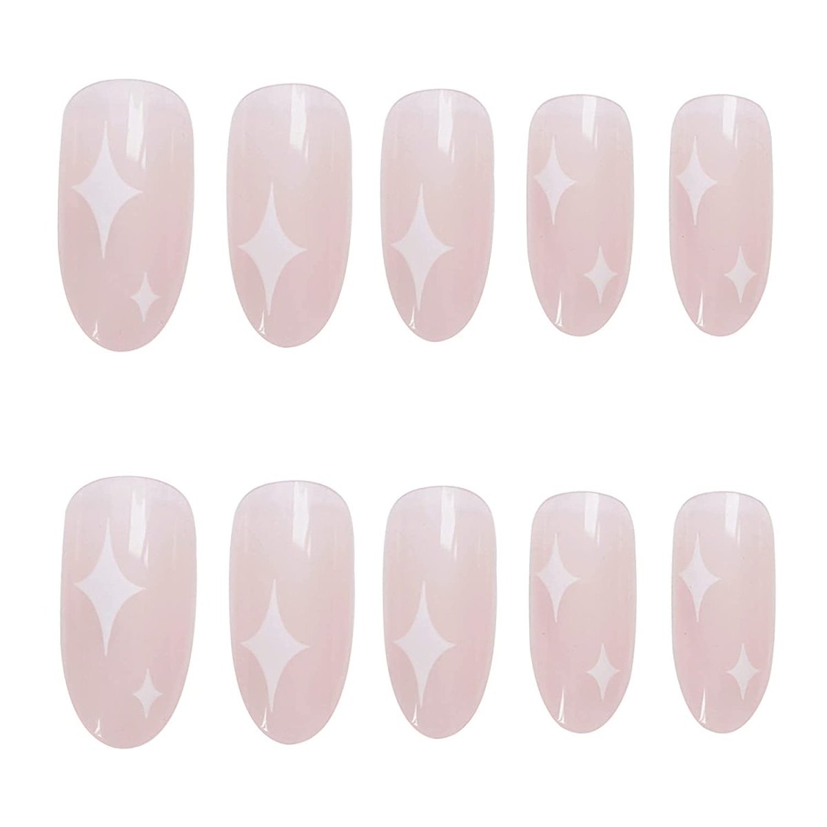 Press On Nails Pink Glossy Almond Star Nail Kit - TGC Boutique - Press On Nails
