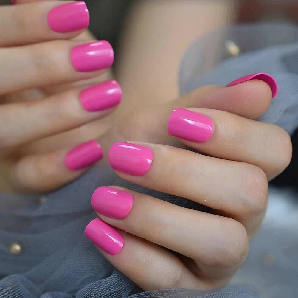 Press On Nails Pink Glossy Square Neon Nail Kit - TGC Boutique - Press On Nails