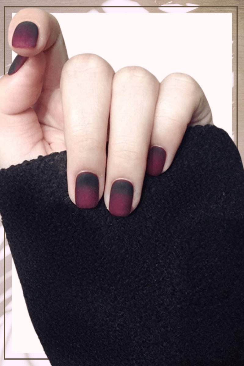 Press On Nails Red And Black Ombre Matte French Square Nail Kit - TGC Boutique - Press On Nails