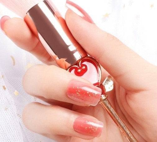 Press On Nails Red Glossy Gold Square Glitter Nail Kit - TGC Boutique - Press On Nails