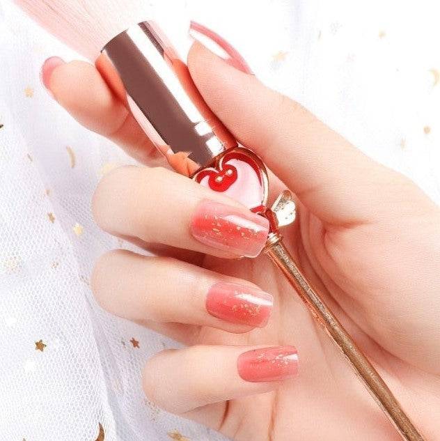 Press On Nails Red Glossy Gold Square Glitter Nail Kit - TGC Boutique - Press On Nails