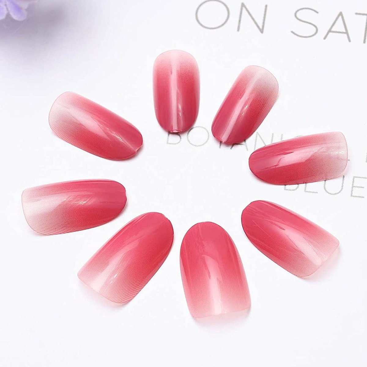 Press On Nails Red Glossy Ombre Oval Nail Kit - TGC Boutique - Press On Nails