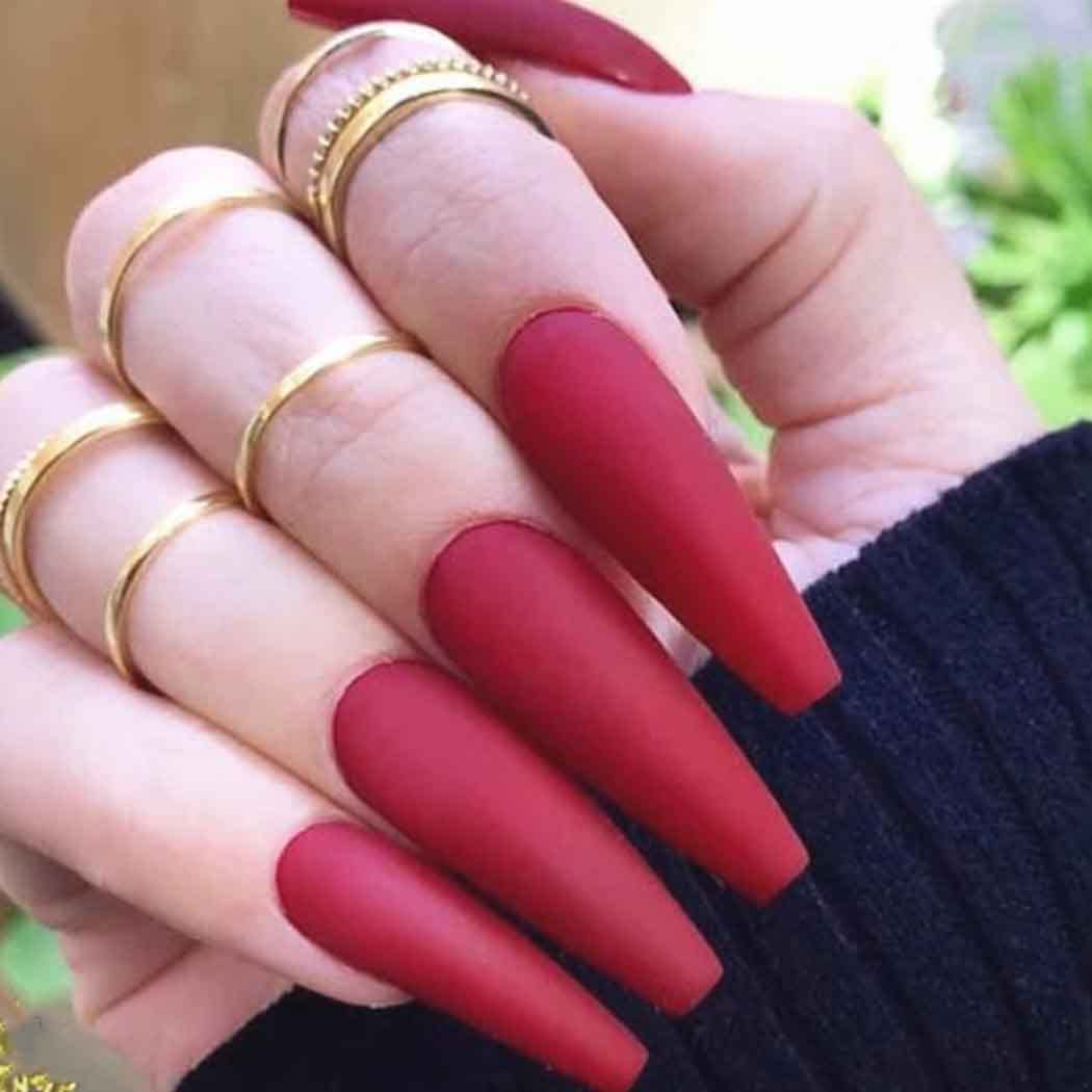 Press On Nails Red Matte Coffin Nail Kit - TGC Boutique - Press On Nails