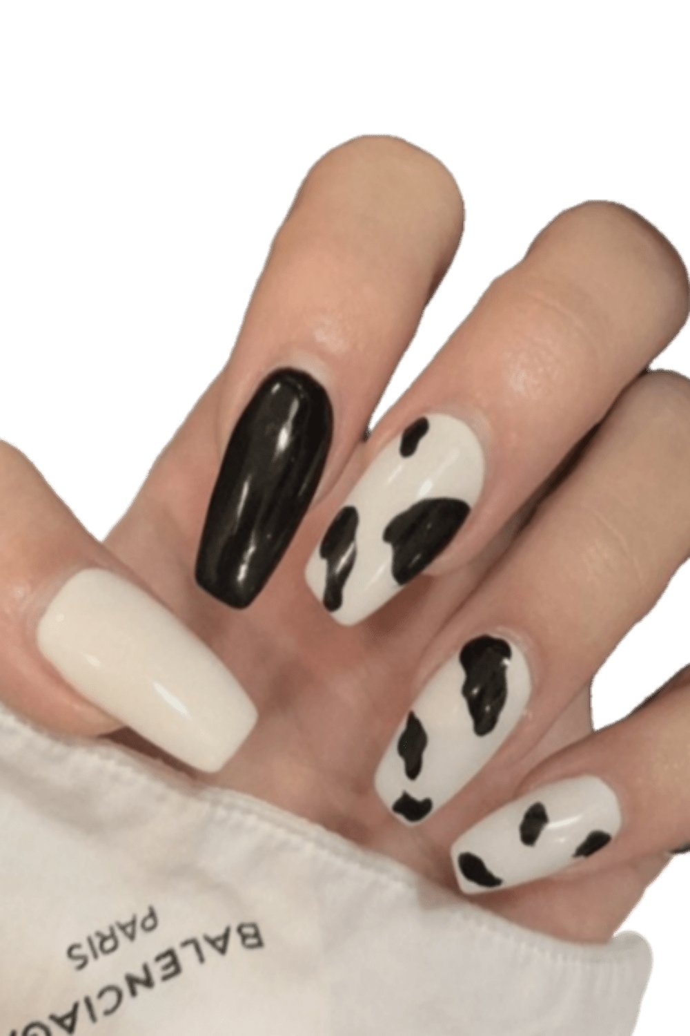 Press On Nails White And Black Cow Coffin Nail Kit - TGC Boutique - Press On Nails