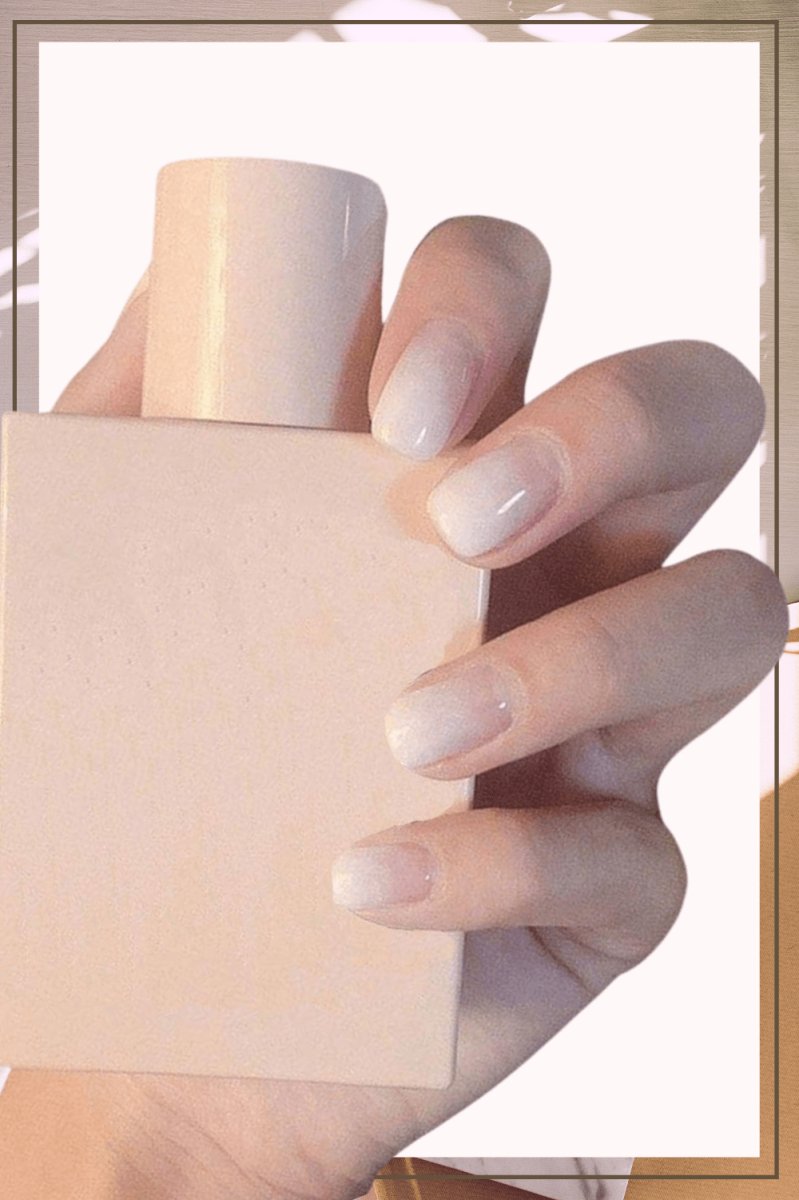 Press On Nails White French Glossy Ombre Square Clear Nail Kit - TGC Boutique - Press On Nails