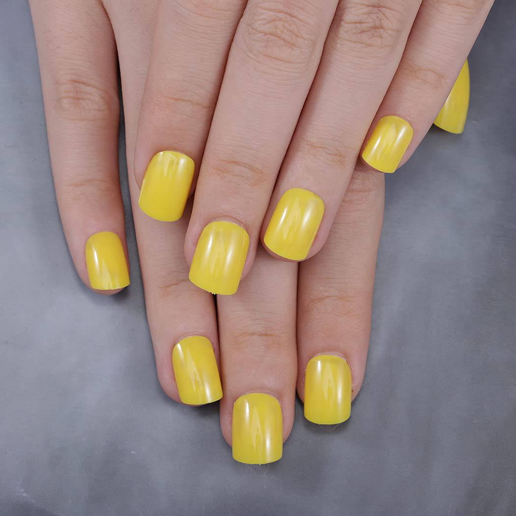 Press On Nails Yellow Glossy Square Nail Kit - TGC Boutique - Press On Nails