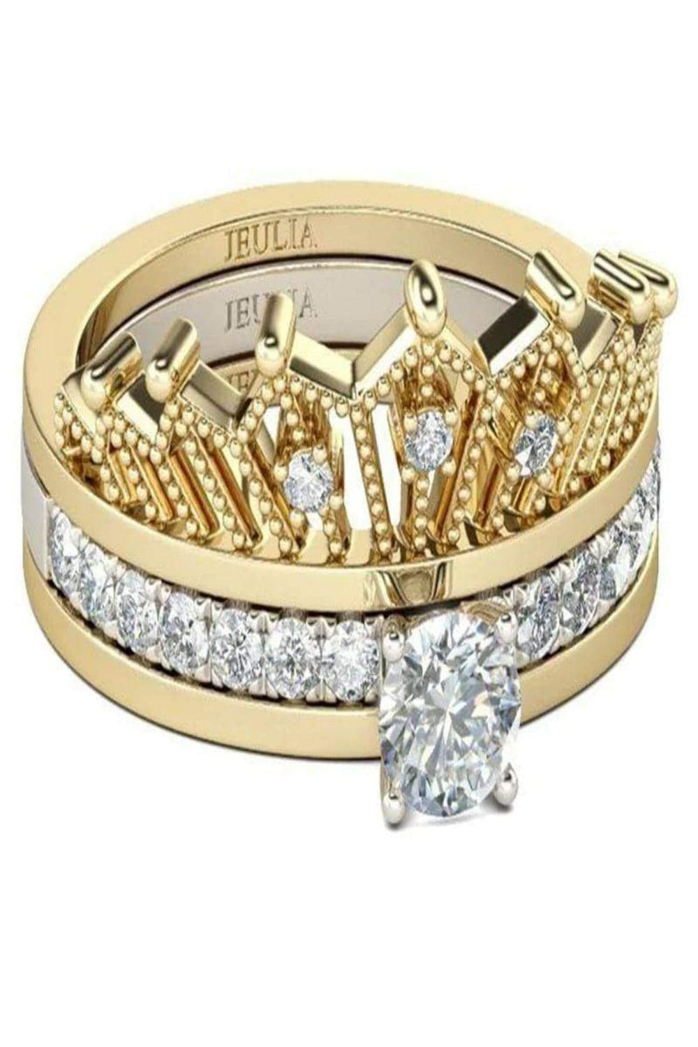 Princess Crown Engagement Rings Set - TGC Boutique - Rings