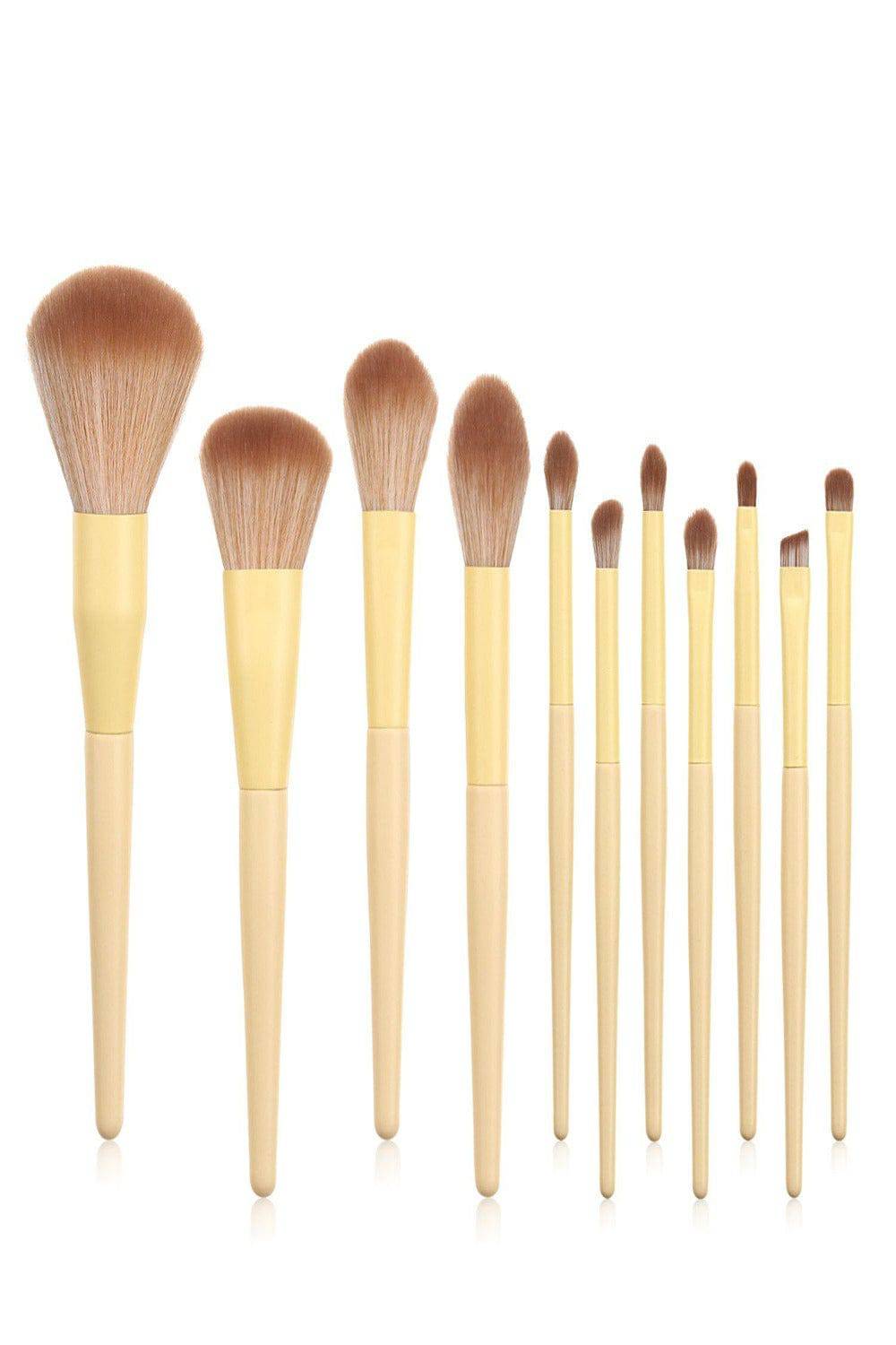 Professional Vegan Yellow & Rose Gold Makeup Brush Set - 11 Pcs - TGC Boutique - Makeup Brush Set
