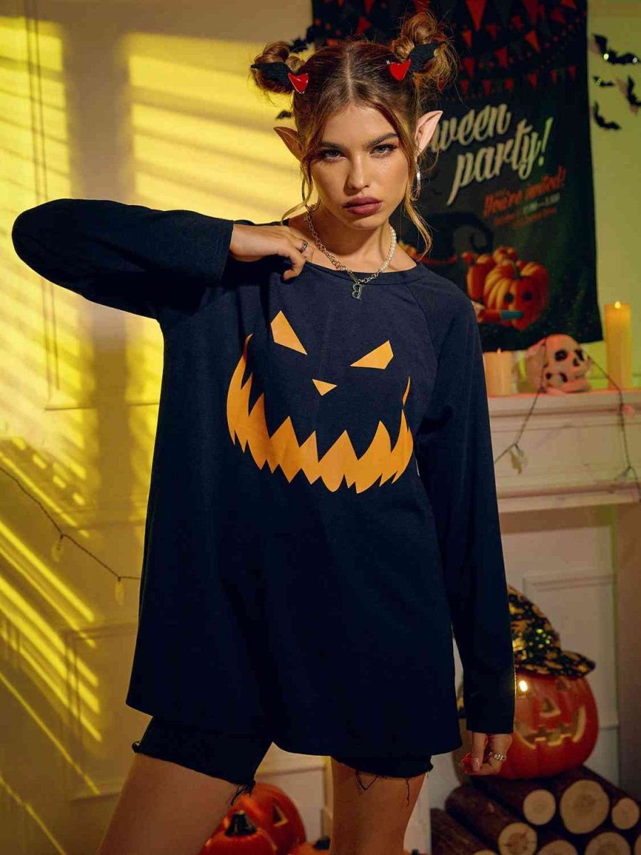 Pumpkin Grin Halloween Graphic Oversized T Shirt - TGC Boutique - T Shirt