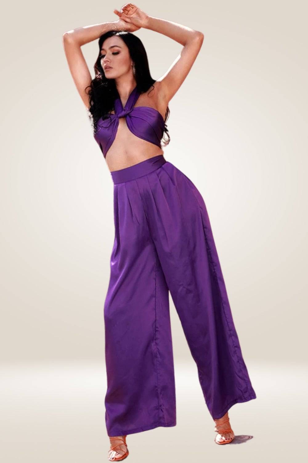 Buy Twenty Dresses by Nykaa Fashion Purple Solid High Rise Bootcut Pants  online