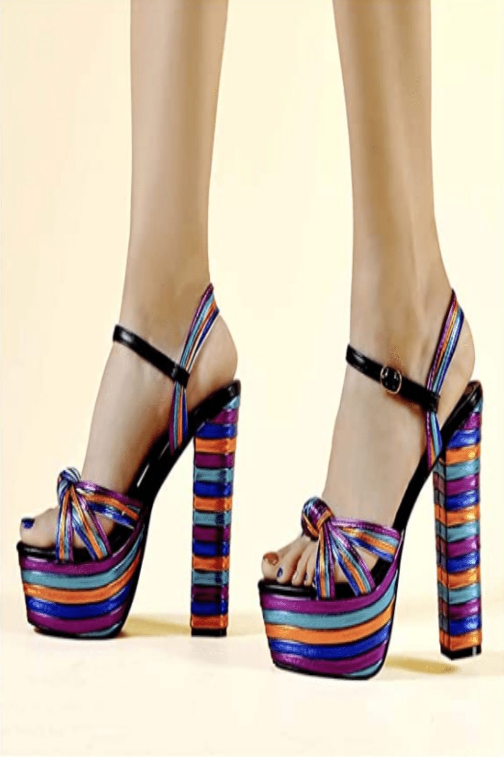 Rainbow Summer Heeled Sandals - TGC Boutique - Chunky Heel Sandals
