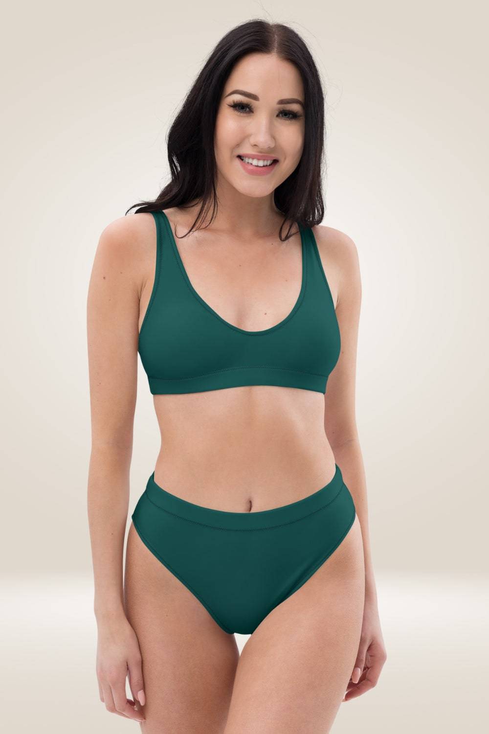 Recycled High Waisted Forest Green bikini - TGC Boutique - Bikini