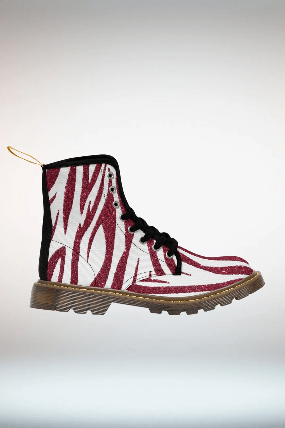 Red And White Glitter Combat Boots - Brown Sole - TGC Boutique - Combat Boots