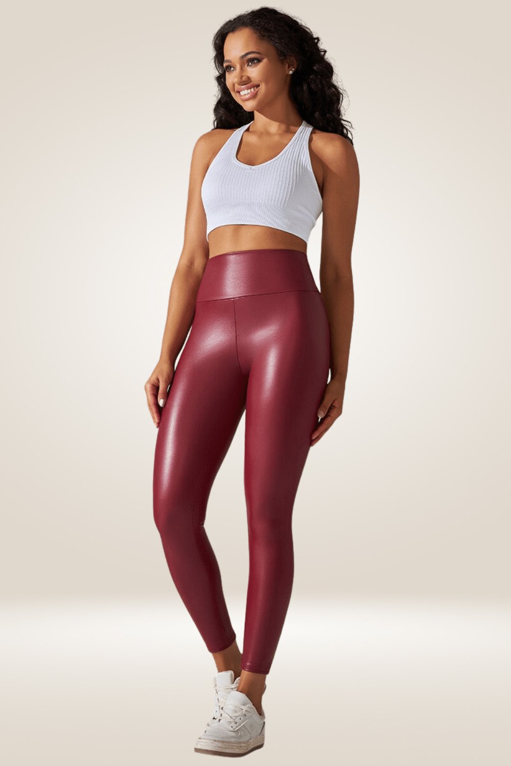 Red High Waisted Faux Leather Leggings - TGC Boutique - Leggings