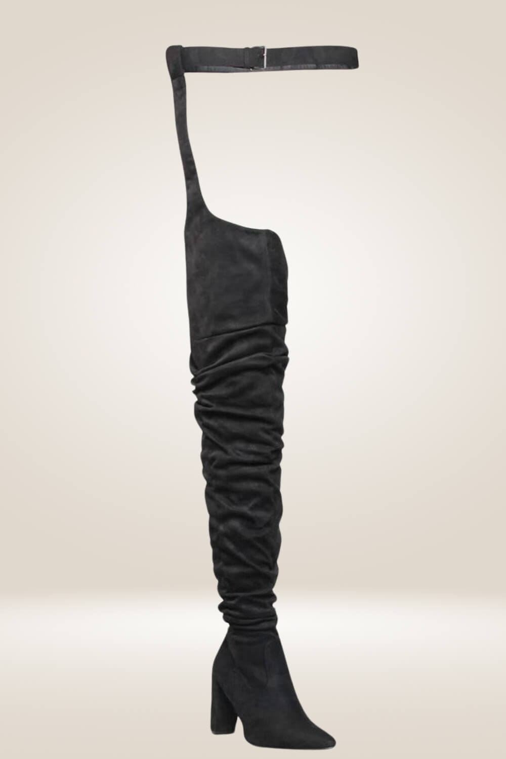 Rihanna Over the Knee Black Boots With Waist Belt - TGC Boutique - Thigh High Boots