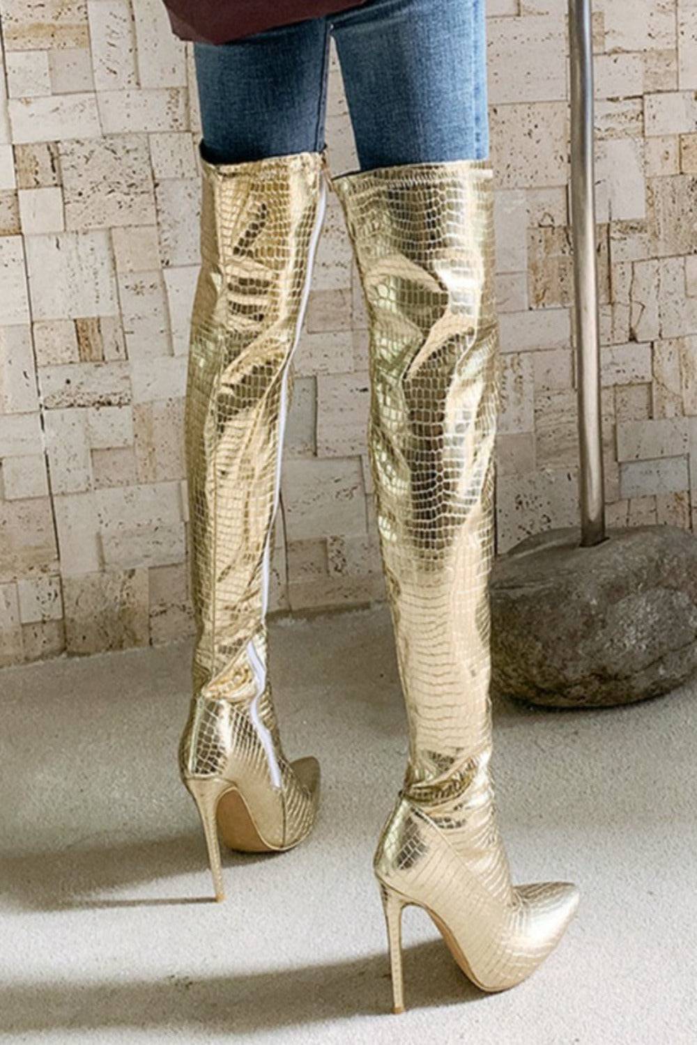 silver and gold boots