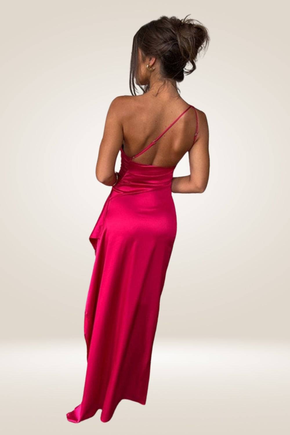 Ruffled Satin Maxi Dress - TGC Boutique - maxi dress