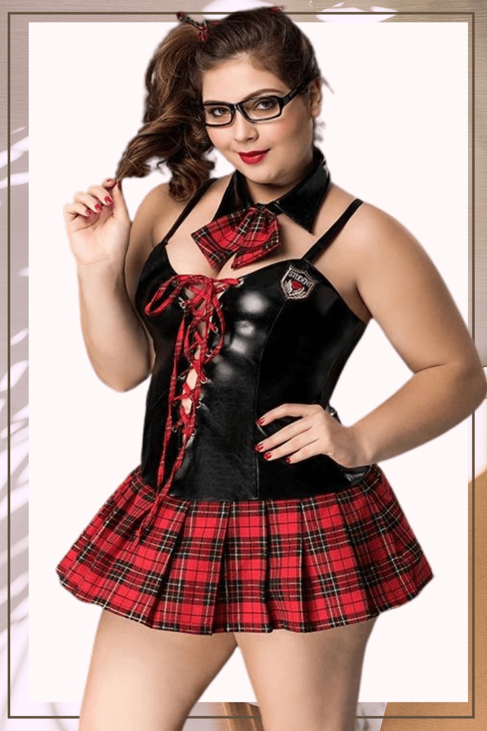 School Girl Plus Size Latex Dress Costume - Elegant & Playful - TGC Boutique - Halloween Costume