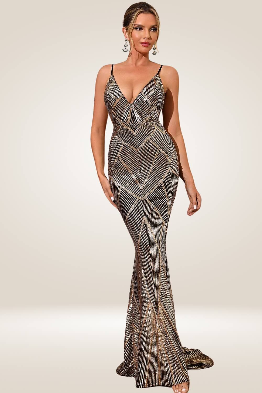 Silver Geometric Sequin Maxi Dress - TGC Boutique - maxi dress