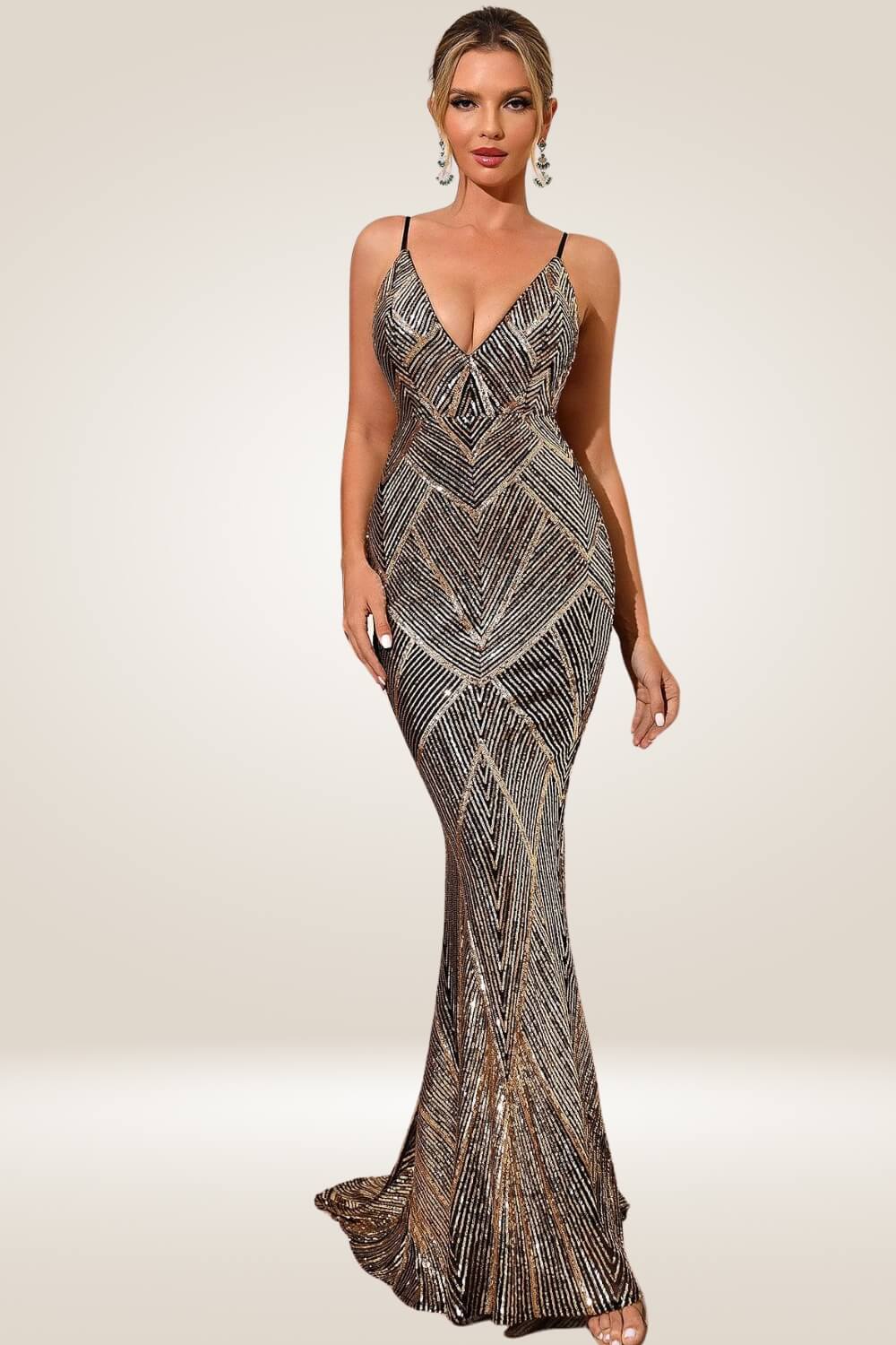 Silver Geometric Sequin Maxi Dress - TGC Boutique - maxi dress