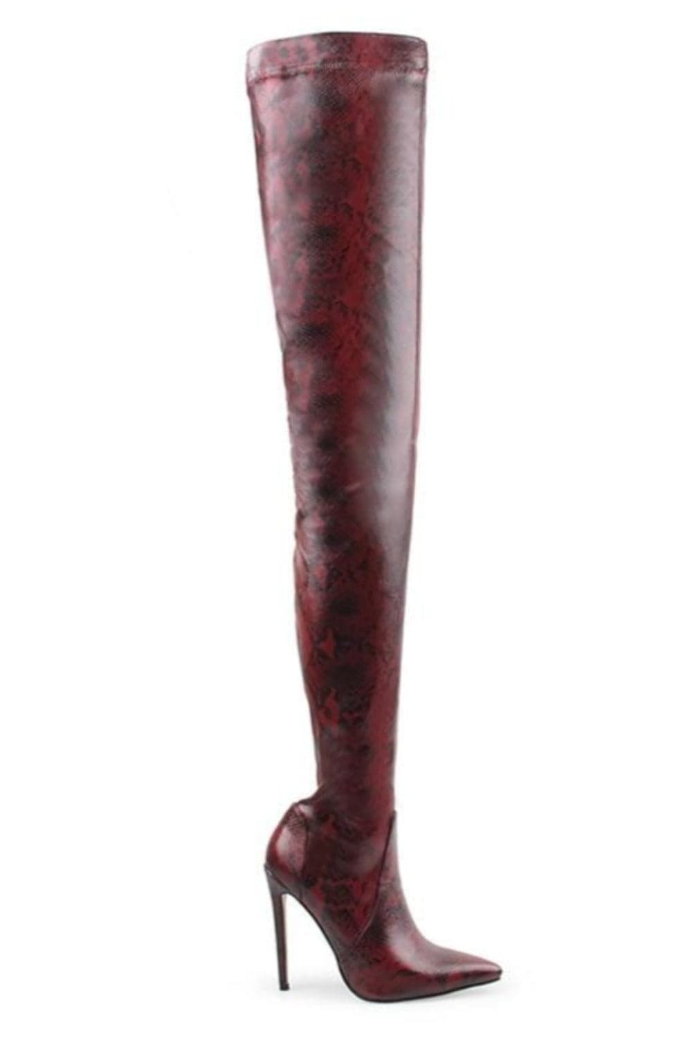 Snake Pattern Over The Knee High Heel Boot - TGC Boutique - High Heel Boots