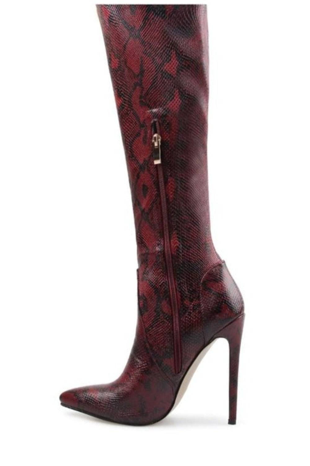 Snake Pattern Over The Knee High Heel Boot - TGC Boutique - High Heel Boots