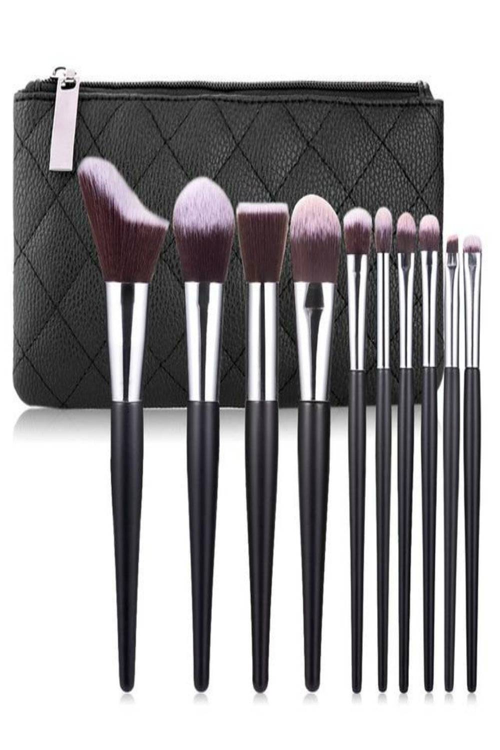 Soft Professional Makeup Brush Set With Bag - 10pcs Brushes - TGC Boutique - Makeup Brush Set