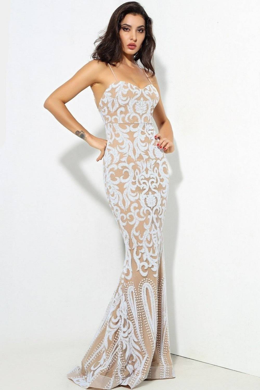 Sophia White Bodycon Maxi Dress - TGC Boutique - White Wedding Dress