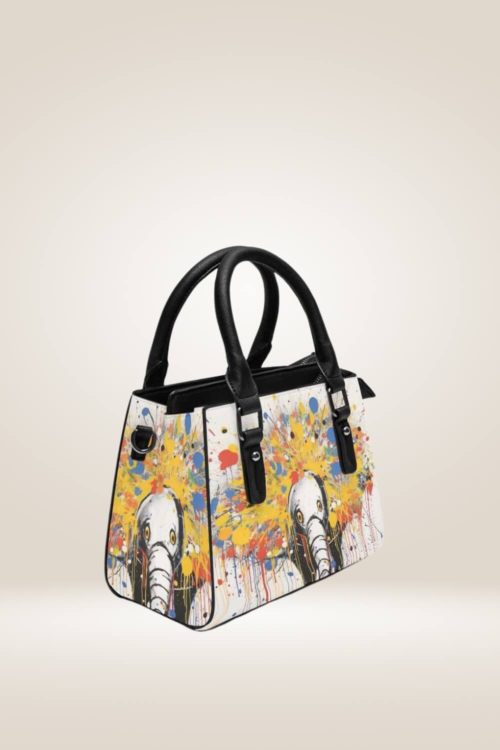 Spray paint Elephant White Satchel Bag - TGC Boutique - Satchel Handbag