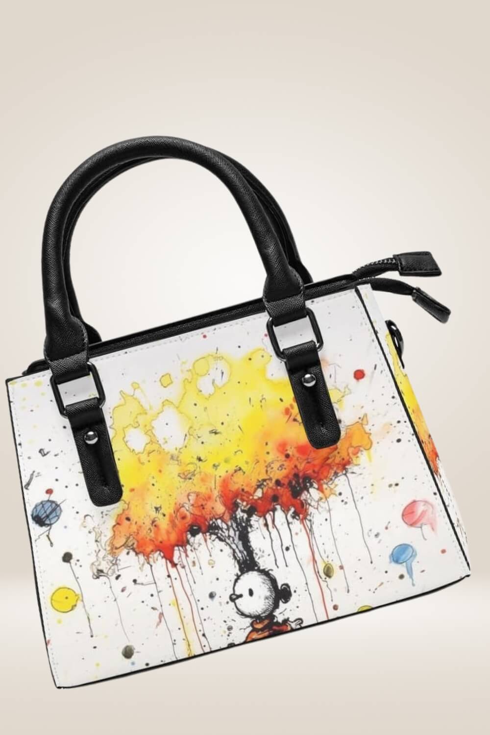 Spray Paint Tree White graffiti Satchel Bag - TGC Boutique - Satchel Handbag