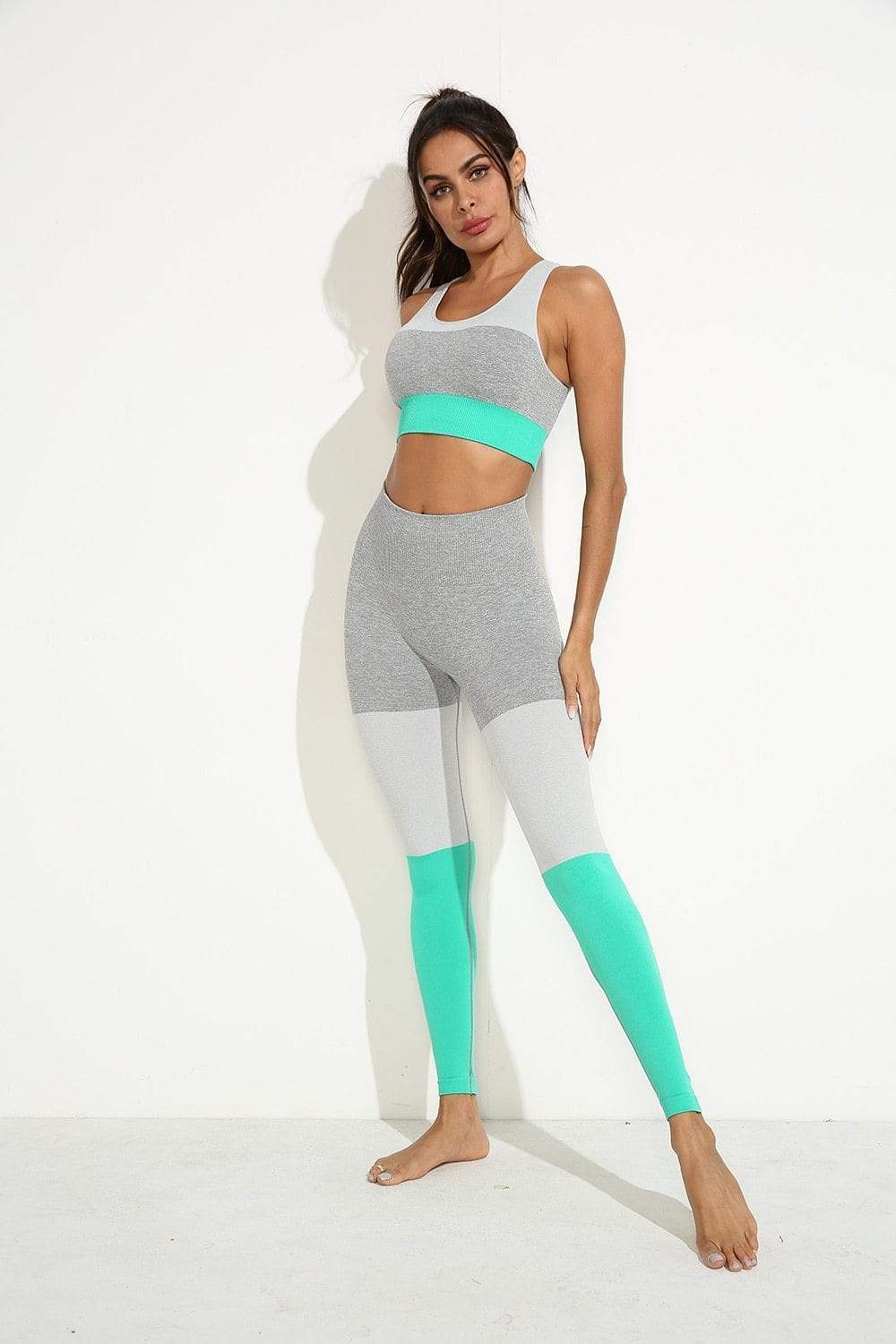 Squat Proof Leggings And Top Set - Green - TGC Boutique - Activewear