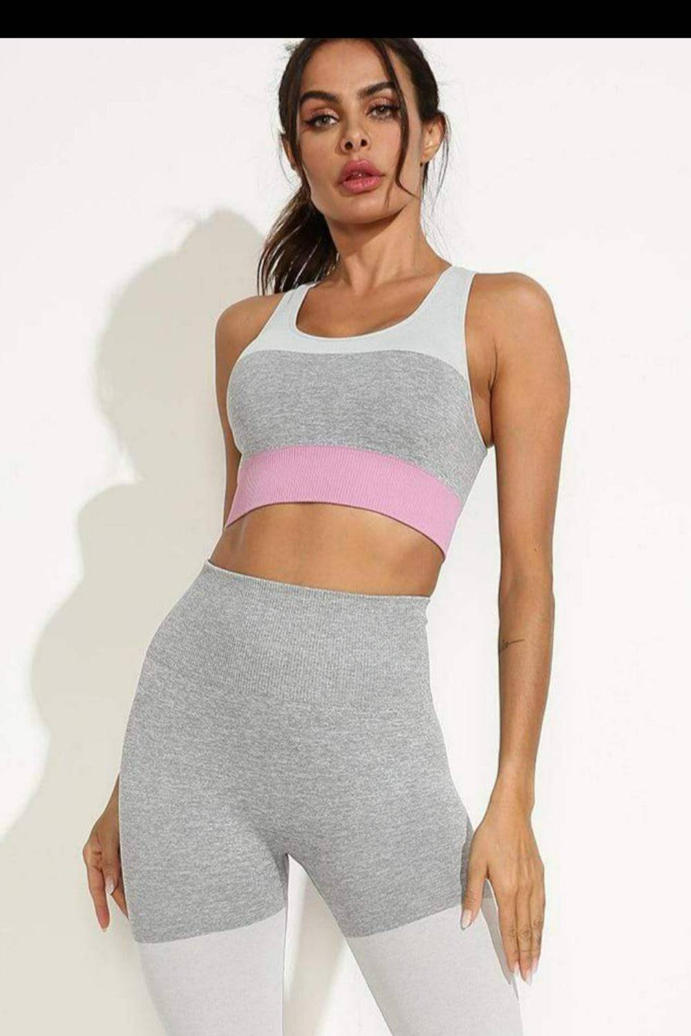 Squat Proof Patchwork Pink Workout Set - TGC Boutique - Activewear