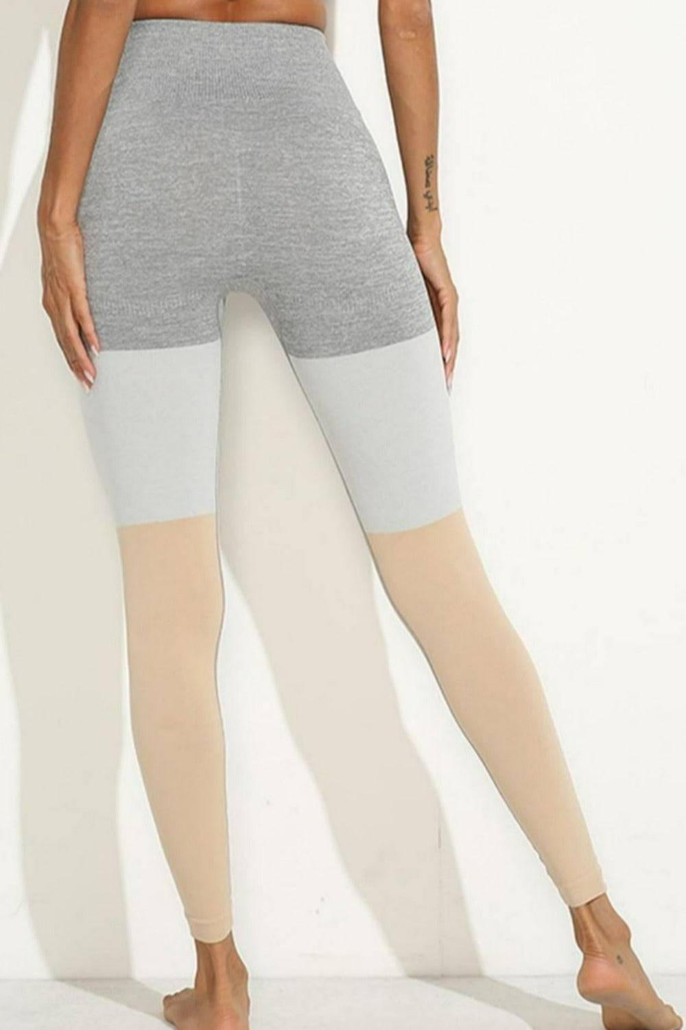 Squat Proof Patchwork Yoga Workout Set - Khaki - TGC Boutique - Activewear