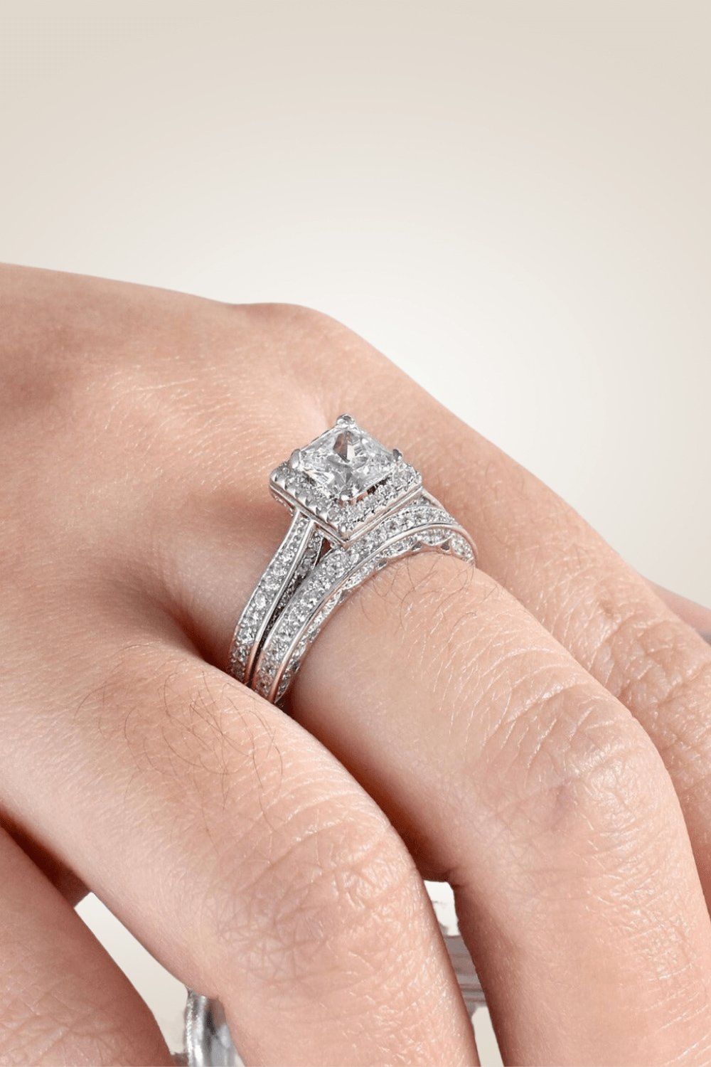 Sterling Silver 1.5 Carat Princess Cut Ring set - TGC Boutique - Rings