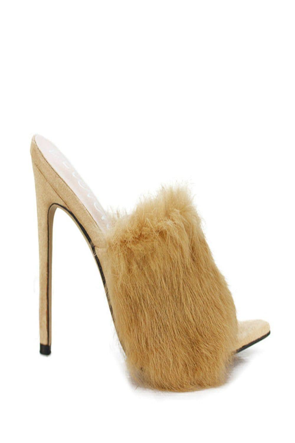 Stiletto High Heel Sandals Fluffy Fur Shoes - TGC Boutique - High Heel Sandals