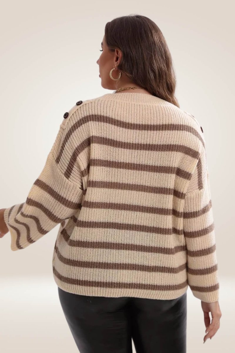 Striped Nude Plus Size Sweater - TGC Boutique - Sweater