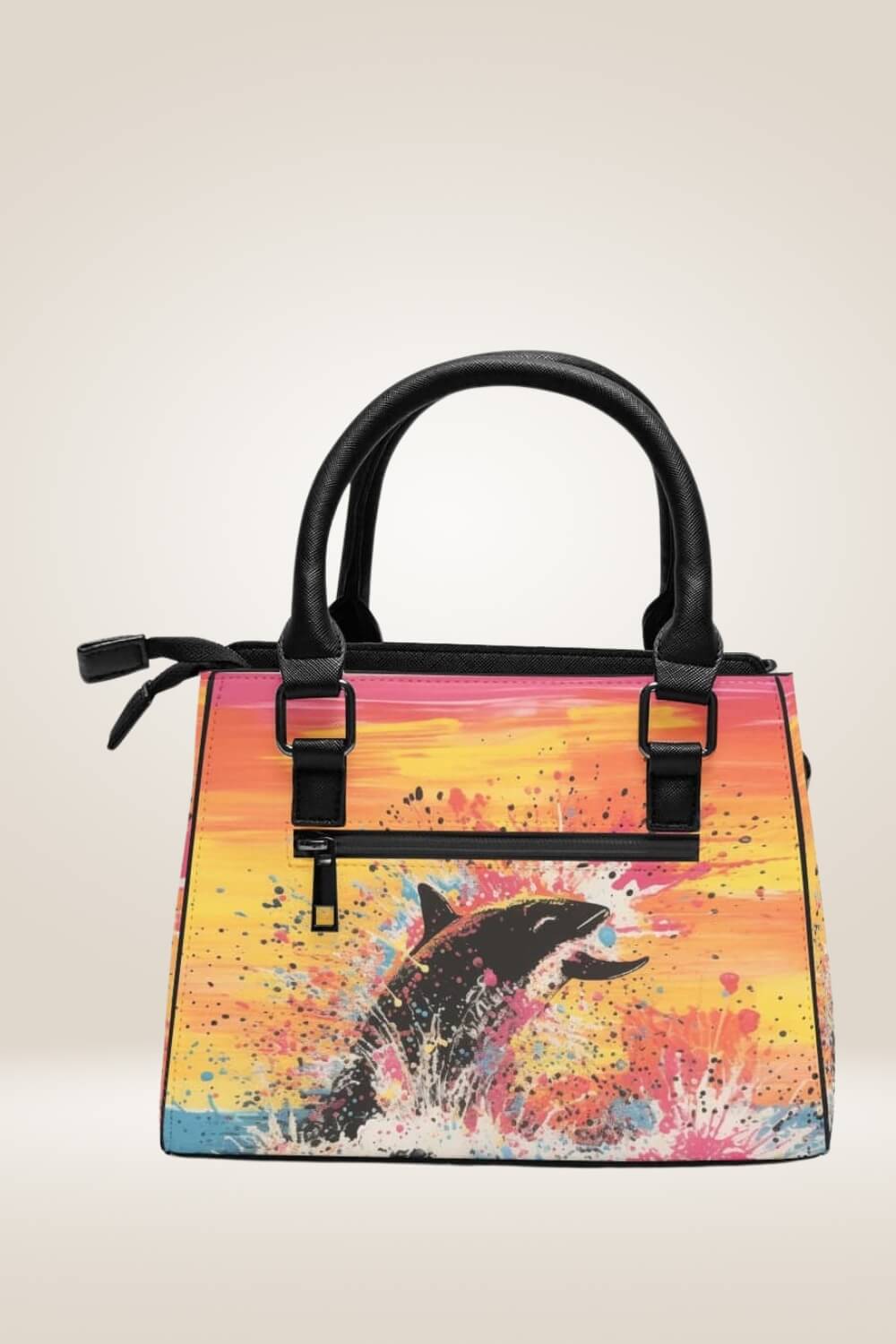 Sunset Whale Orange Satchel Bag - TGC Boutique - Satchel Handbag