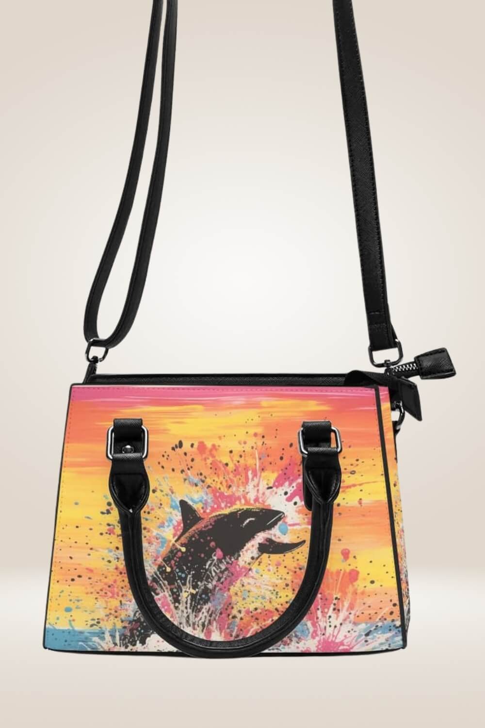 Sunset Whale Orange Satchel Bag - TGC Boutique - Satchel Handbag