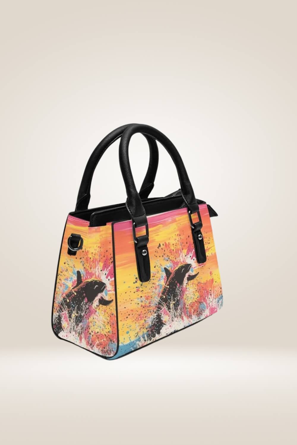 Sunset Whale Orange Satchel Bag - TGC Boutique - Satchel Handbag