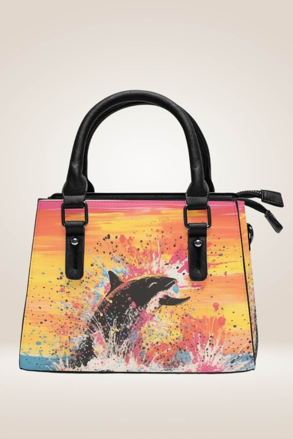 Sunset Whale Orange Satchel Bag - TGC Boutique - Satchel Handbag