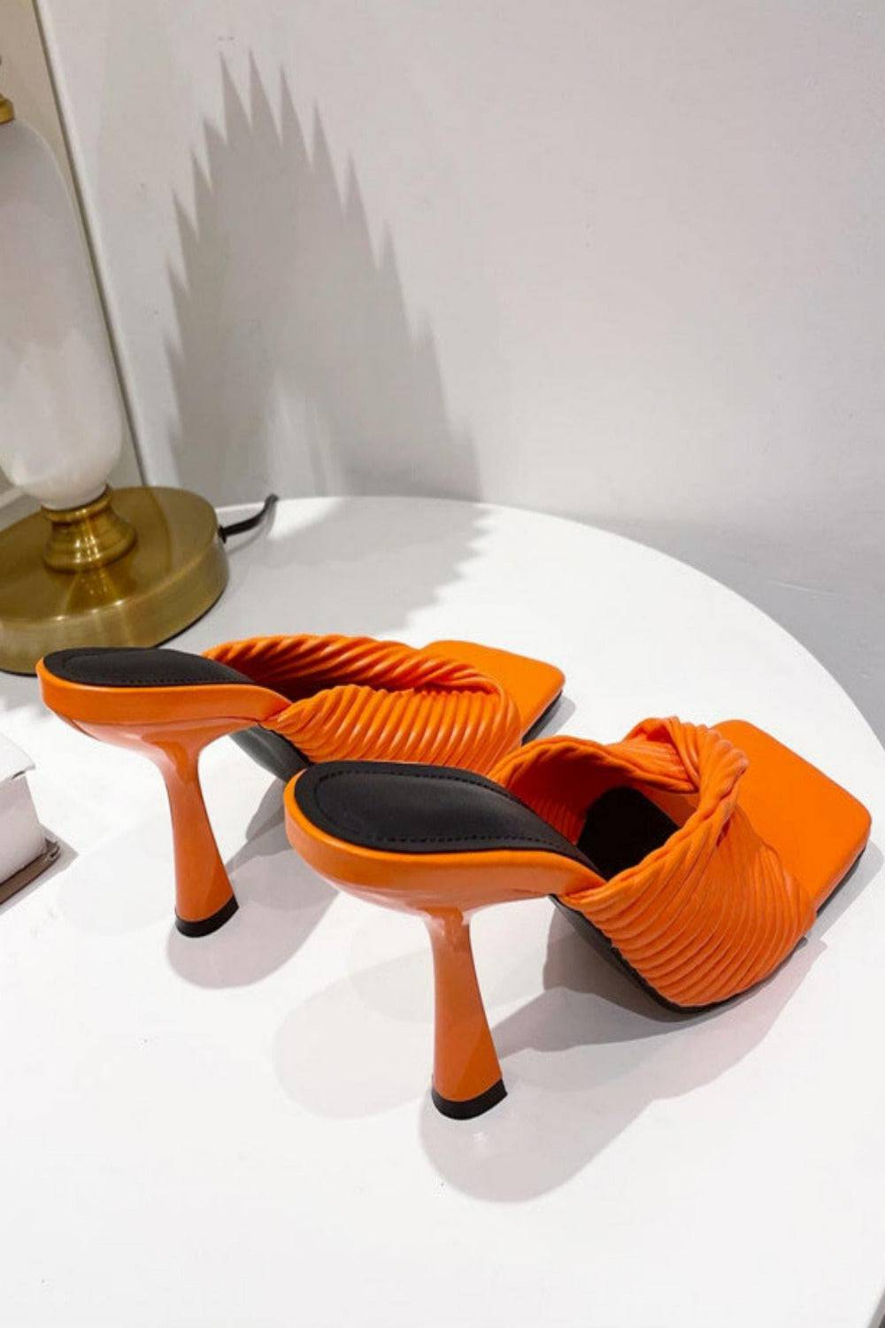 Textured Twist Strap Orange Sandal - TGC Boutique - Shoes