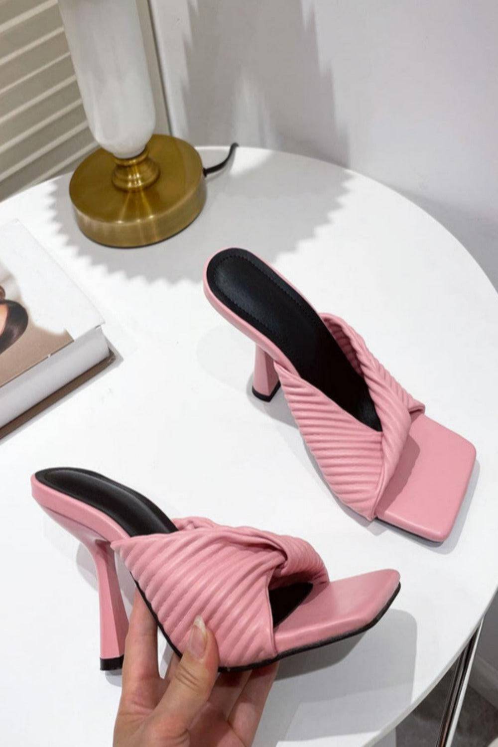 Textured Twist Strap Pink Sandals - TGC Boutique - Shoes