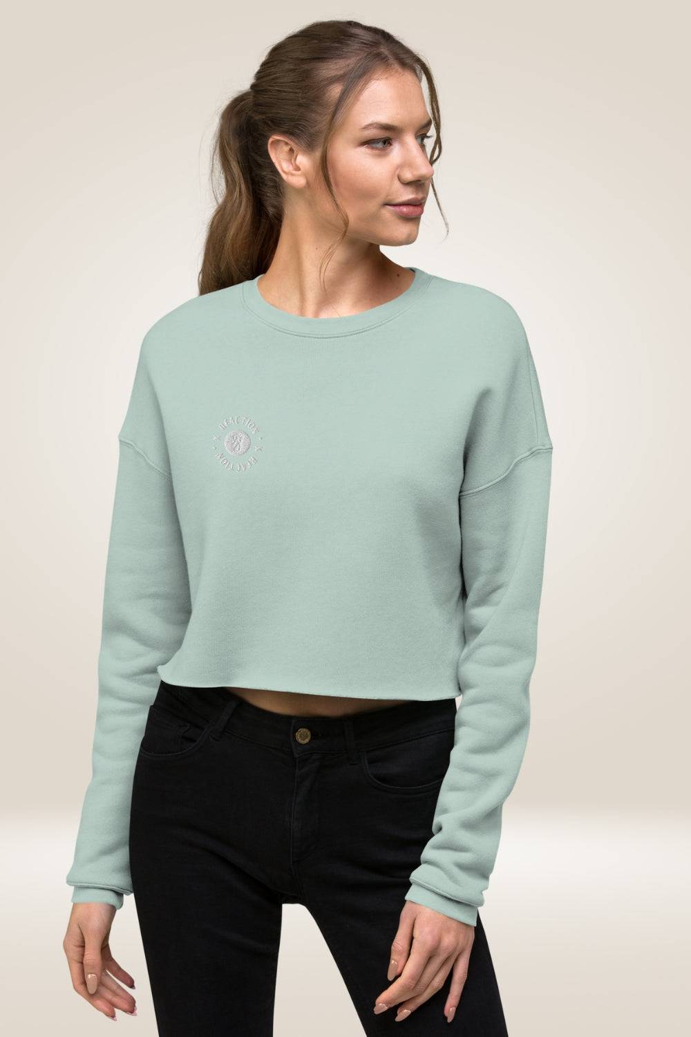 TGC X Reaction Light Blue Cropped Sweatshirt - TGC Boutique - Cropped Sweatshirt