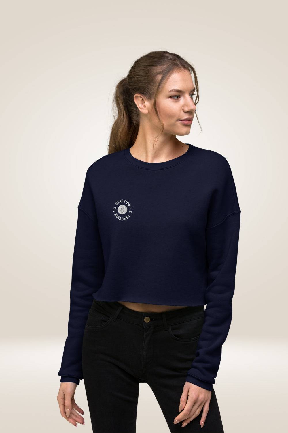 TGC X Reaction Navy Blue Cropped Sweatshirt - TGC Boutique - Cropped Sweatshirt